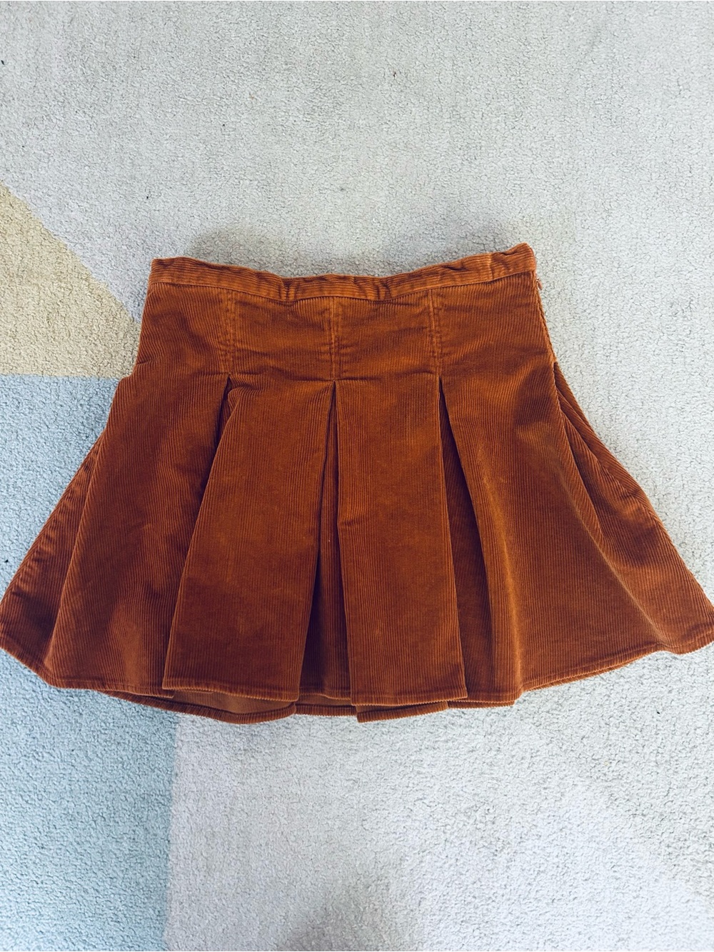 SO Corduroy Pleated Circle Skirt in Rust Orange